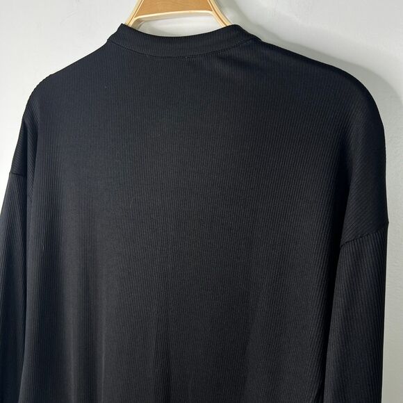 Zara Size Small Jaquared Drop Waist Brass Button Long Sleeve Black Swing Dress - Picture 4 of 7